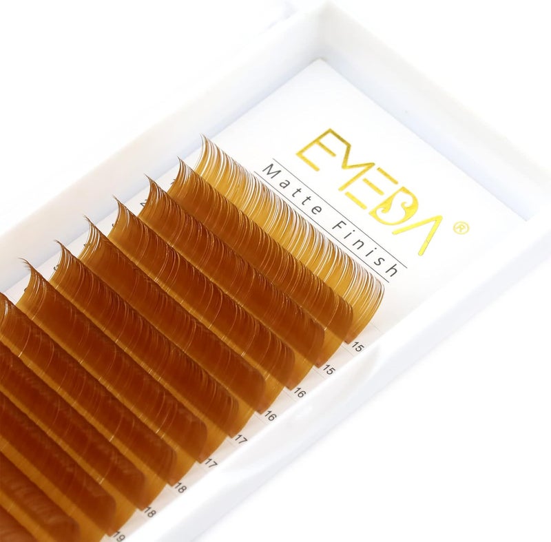 EMEDA Brown Eyelash Extensions Flat Lashes Colorful Brown Light Lash Extensions 007mm D Curl 915mm Mixed Matte Individual Salon Use Lashes Extensions 007mm D 915mm brown