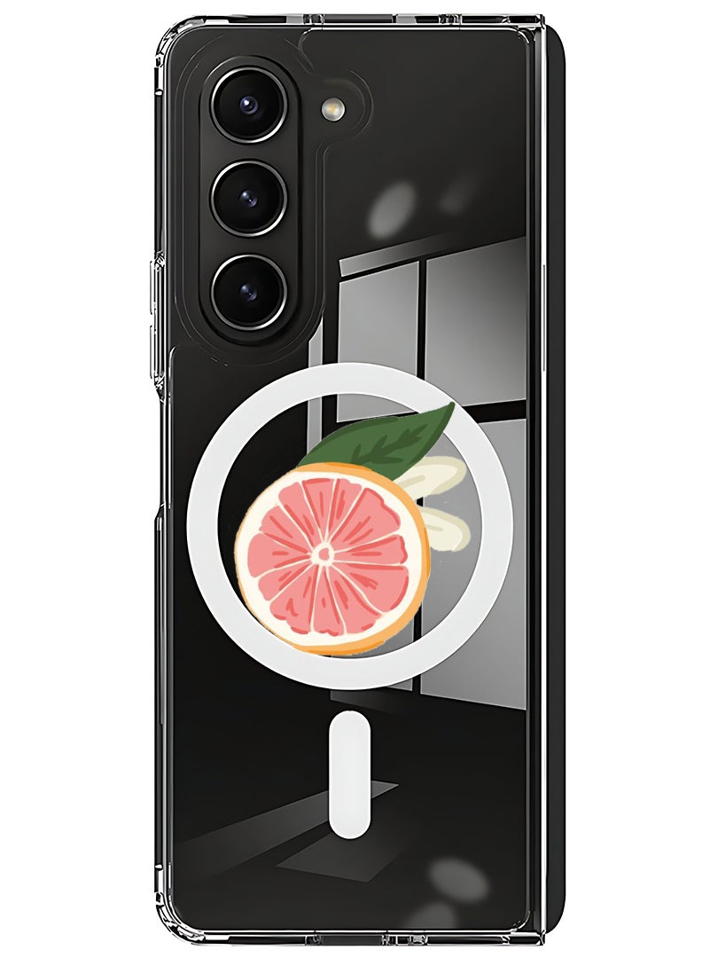 Theodor Magnetic Case for Samsung Galaxy Z Fold 5 Compatible with MagSafe Wireless Charging, Shockproof Phone Bumper Cover Grapefruit - Image 1