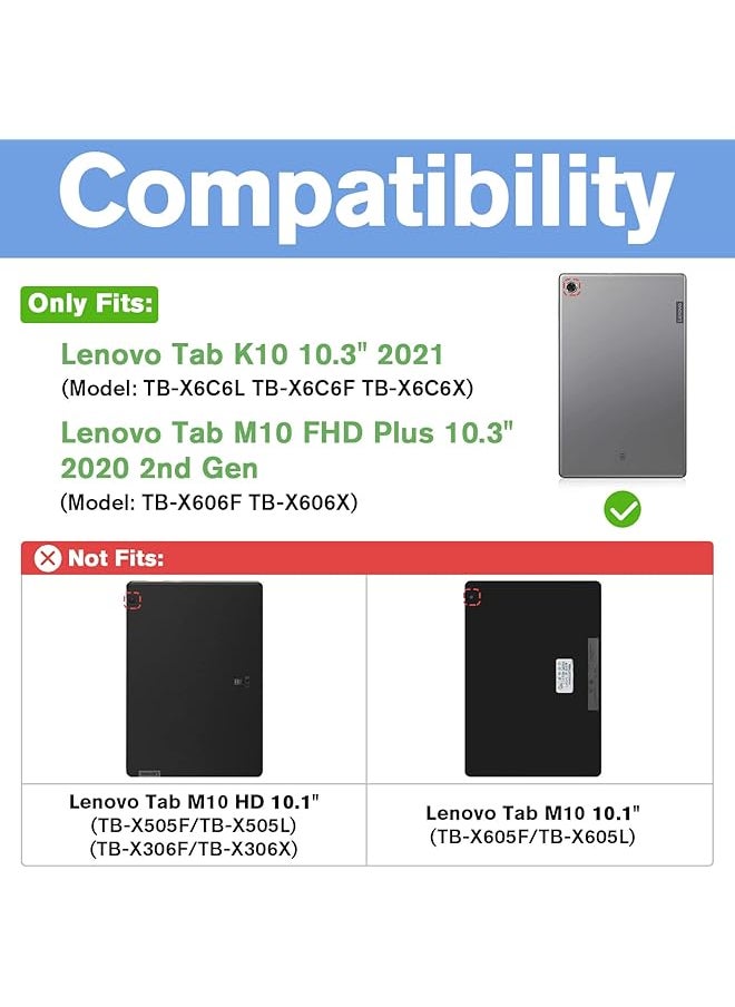 Procases - For Lenovo Tab K10 2021 M10 Fhd Plus Case 10.3 Inch 2020 2Nd Gen Slim Smart Cover Stand Hard Shell Case For 10.3 Inch Tab K10 Tb-X6C6L Tb-X6C6F Tb-X6C6X M10 Plus Fhd Tb-X606F Tb-X606X–Lightgrey - Image 1