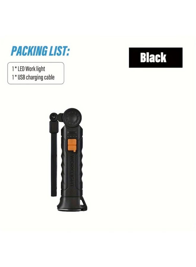 1pc LED Folding Work Light Magnetic USB Portable Flashlight for Camping Fishing - Image 1
