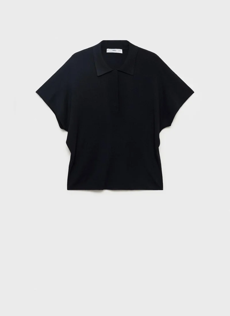 MANGO Short-sleeved polo-neck sweater