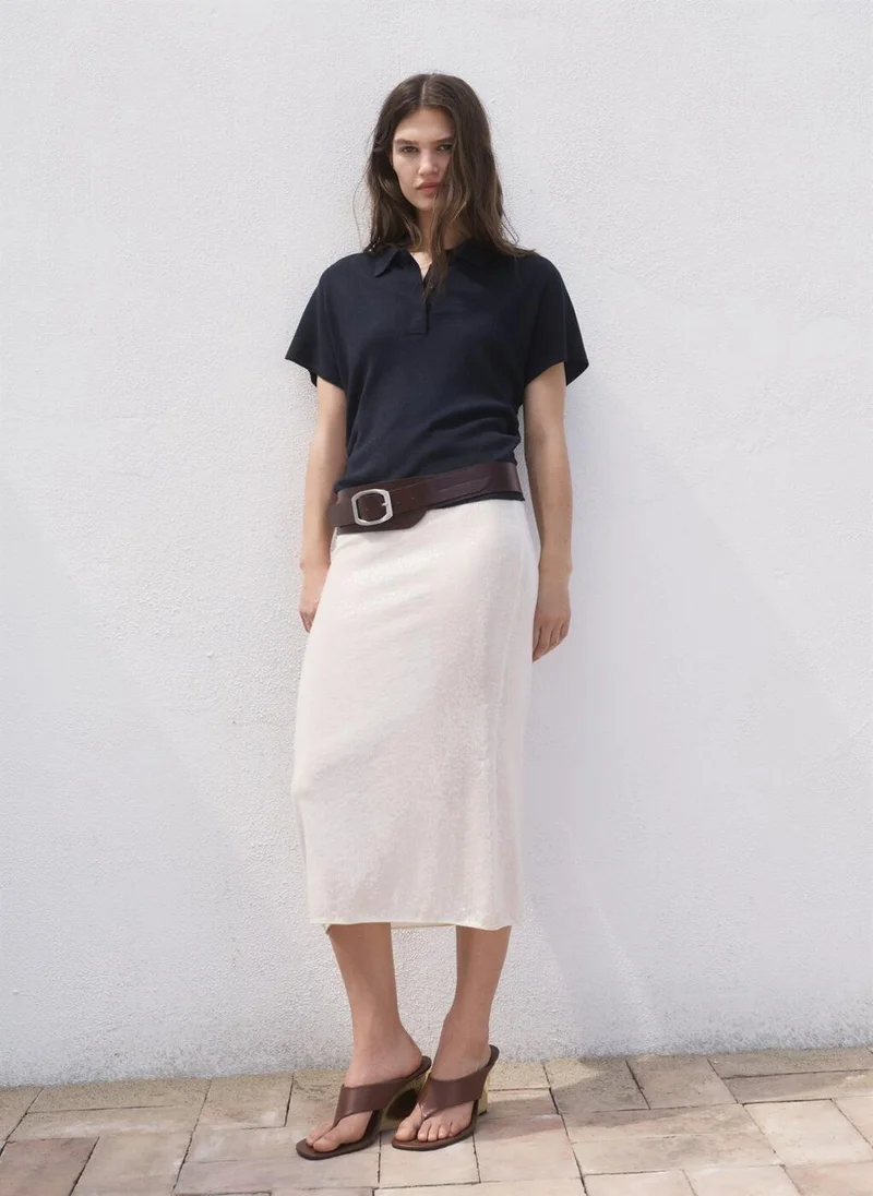 MANGO Short-sleeved polo-neck sweater