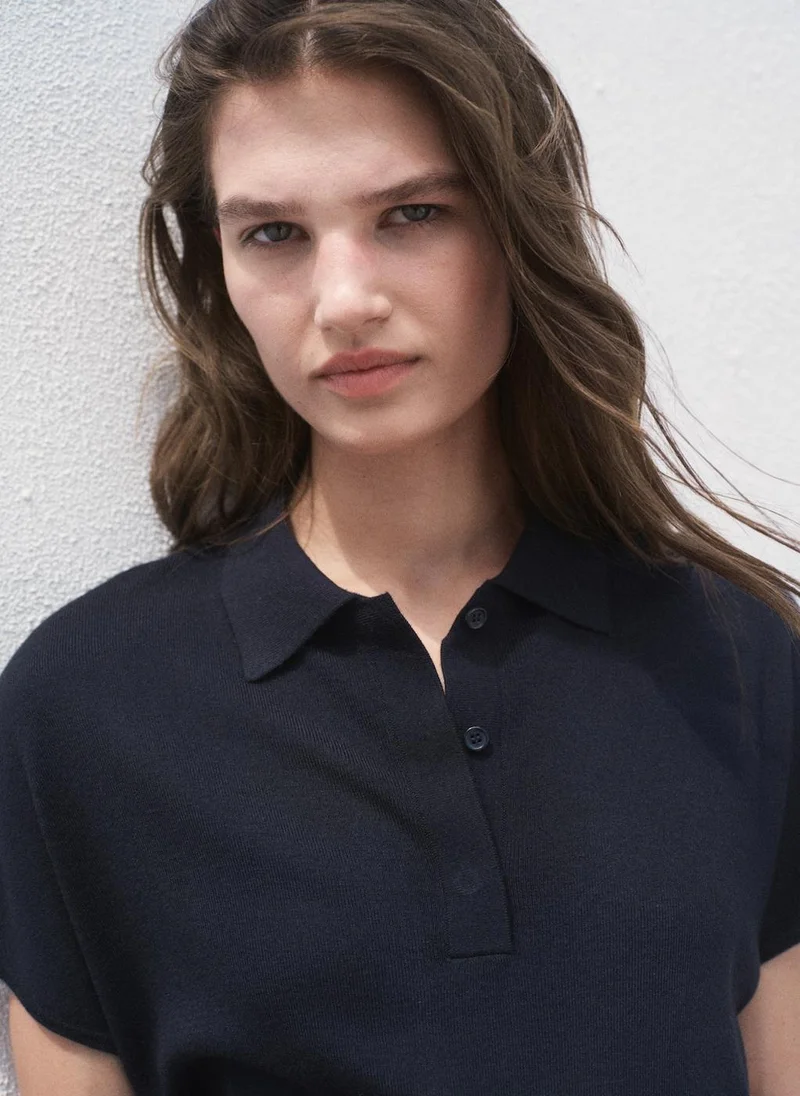 MANGO Short-sleeved polo-neck sweater