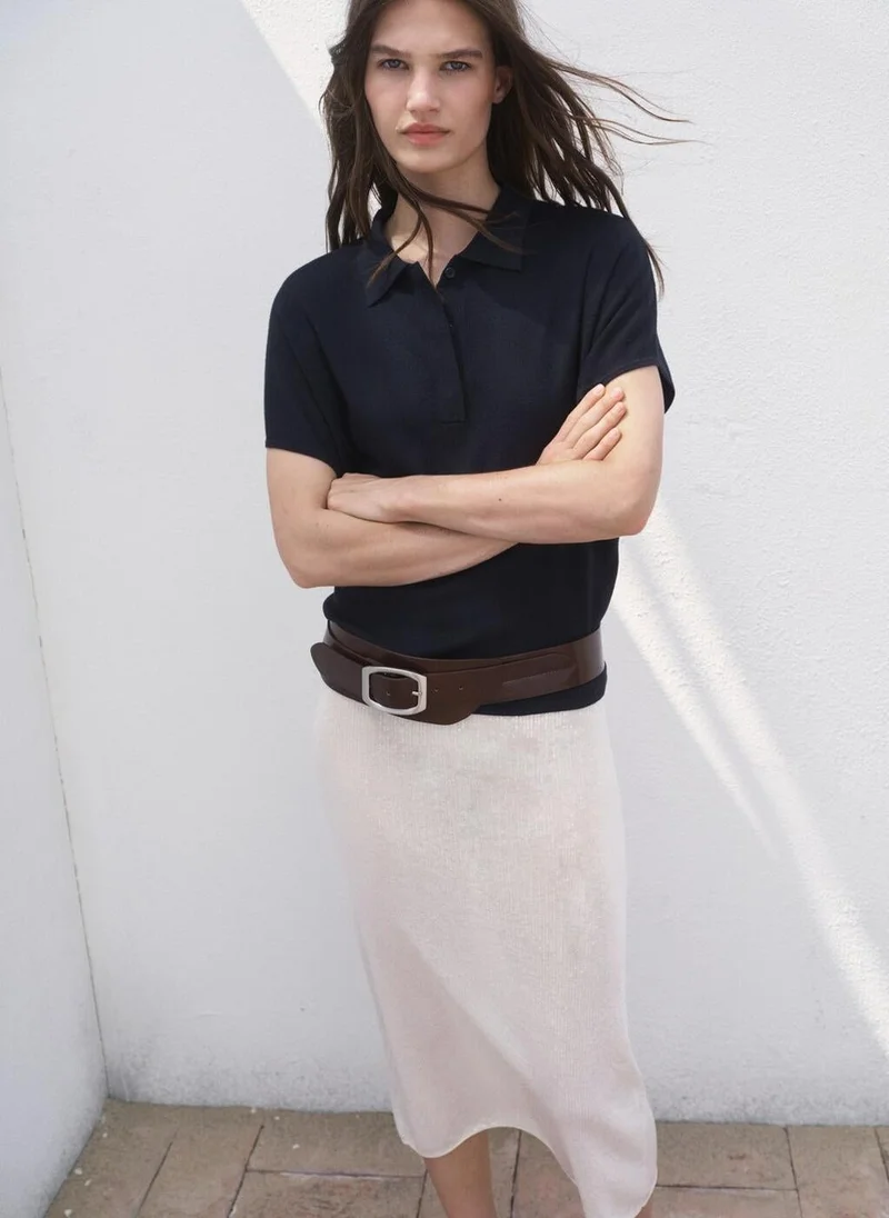 MANGO Short-sleeved polo-neck sweater