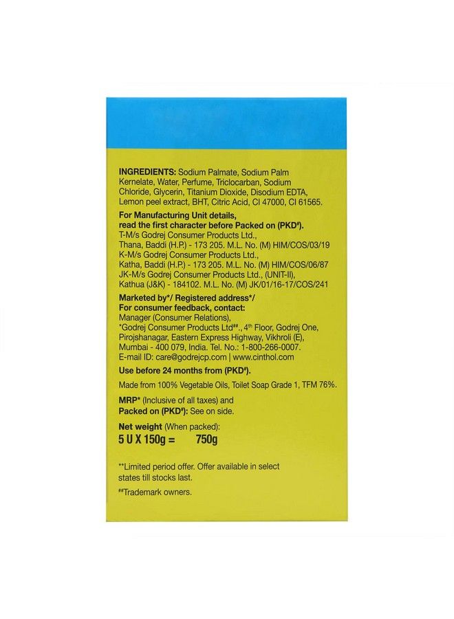 Cinthol Bathing Bar Lime 150G (Pack Of 5)  - Image 3