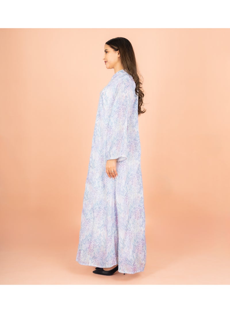 اكسا جلابية بطبعات أنيقة وقصة مستقيمة من ماندارين كولار - Image 3