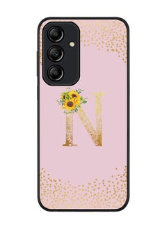Stylizedd Rugged Black Edge Case for Samsung Galaxy A35, Slim fit Case Cover- Custom Monogram Initial Letter Mandala Floral Pattern Alphabet - N(Pink)  - Image 1
