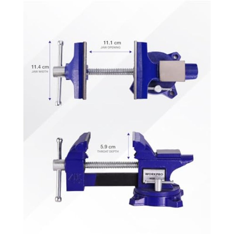 Bench Vise, 1 set, woodworking professionals, cast iron, 11.4 cm jaw width, heavy-duty clamping, black, swivel base with 360 rotation - Image 4