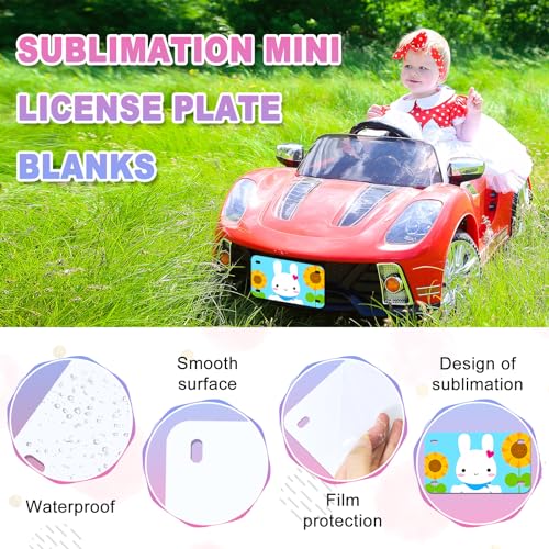 HYHOSHI 6"x3"10 Pcs Sublimation License Plate Blanks, Metal Aluminum Mini Heat Thermal Transfer Sheet DIY Picture, Custom License Plate Tag for Kids Toy Car, Bike (White) - Image 5
