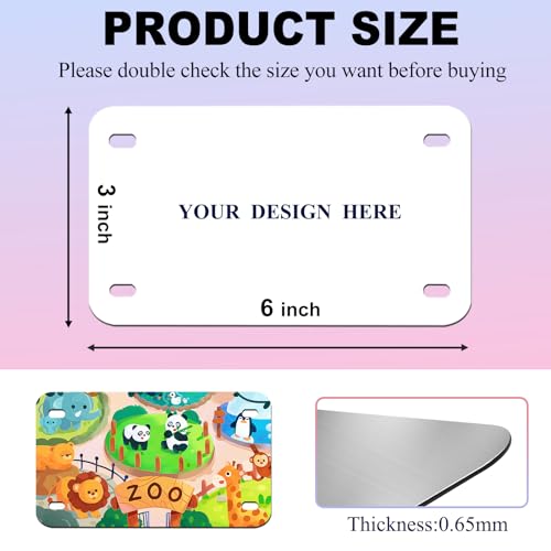 HYHOSHI 6"x3"10 Pcs Sublimation License Plate Blanks, Metal Aluminum Mini Heat Thermal Transfer Sheet DIY Picture, Custom License Plate Tag for Kids Toy Car, Bike (White) - Image 2