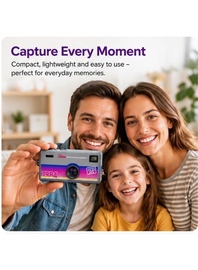 Mini Digital Camera 1080P HD Video Recorder, Retro Thumb Pocket Camera with 0.96" LCD Screen, Portable Vlogging Keychain Camera, 5 Filters, PC Webcam, Mic & Speaker, Rechargeable Travel Camera for Kids, Teens & Content Creators, Supports 32GB TF Card (Grey) - Image 4