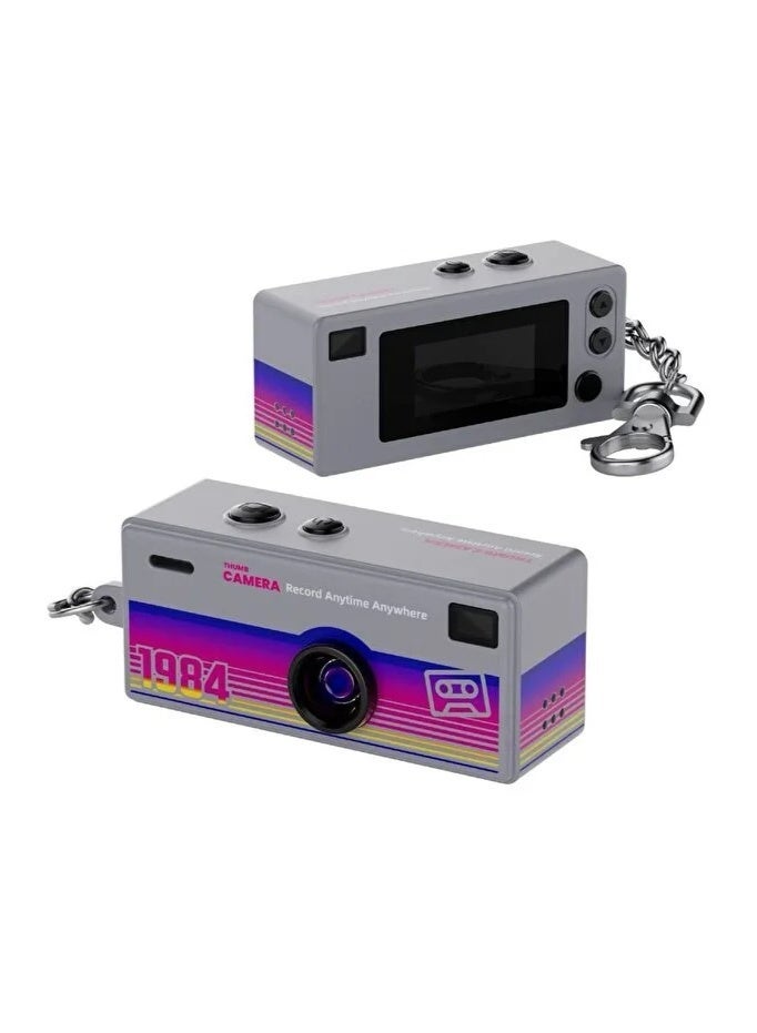 Mini Digital Camera 1080P HD Video Recorder, Retro Thumb Pocket Camera with 0.96" LCD Screen, Portable Vlogging Keychain Camera, 5 Filters, PC Webcam, Mic & Speaker, Rechargeable Travel Camera for Kids, Teens & Content Creators, Supports 32GB TF Card (Grey) - Image 1