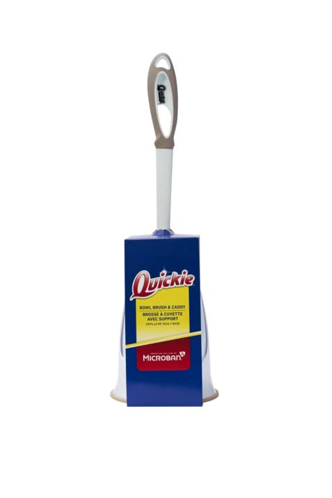 Quickie Toilet Bowl Brush and Storage Caddy with Microban for Bathroom, White, Heavy Duty Deep Cleaning, Convenient Storage, Long Handle, Fights Oder-Causing Material - Image 2