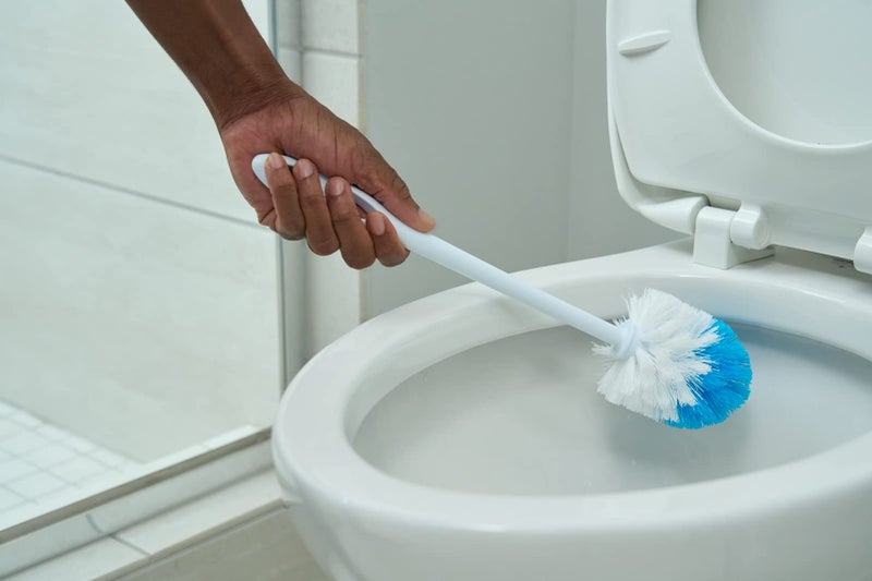 Quickie Toilet Bowl Brush and Storage Caddy with Microban for Bathroom, White, Heavy Duty Deep Cleaning, Convenient Storage, Long Handle, Fights Oder-Causing Material - Image 5
