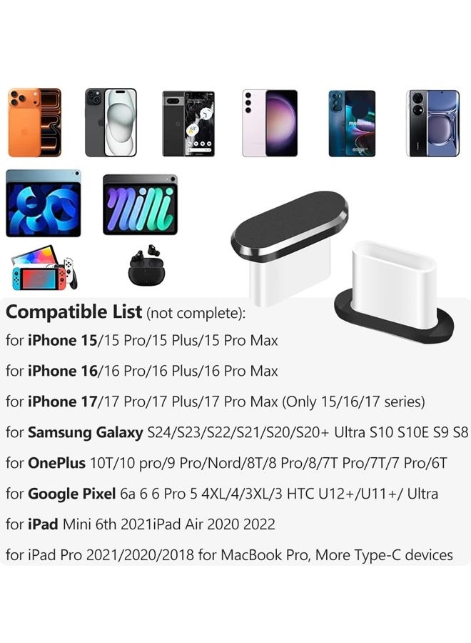 عبوة من 4 أغطية حماية لمنفذ الشحن من النوع C مضادة للغبار مع فرشاة تنظيف لأجهزة iPhone 17 و16 و15 وSamsung Galaxy S22/S21/S20 - Image 2