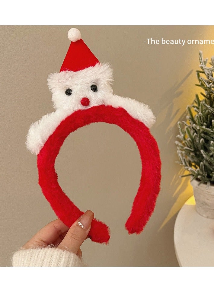 Cute Plush Elk Hair Hoop Female Christmas Dress Up High Headtop Deer Antlers Head Hoop Gingerbread Man Hairpin 