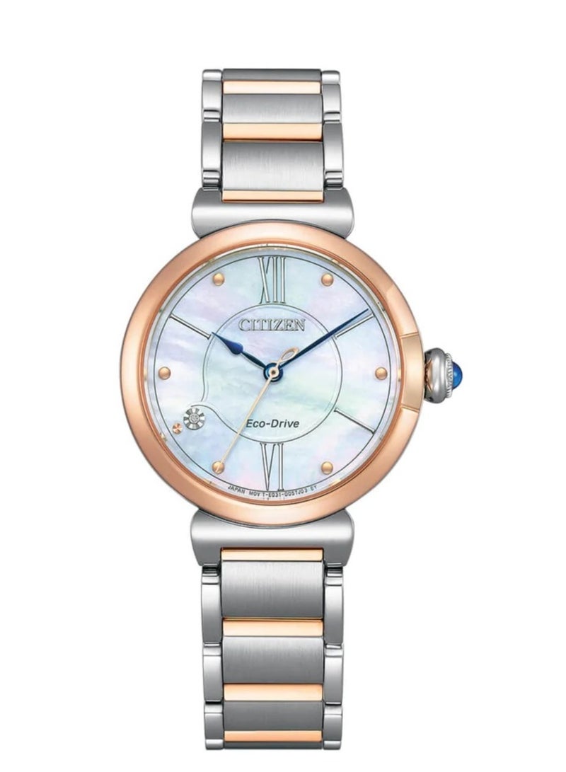 CITIZEN EM1074-82D Women's L Series Stainless Steel Mother of Pearl Dial Watch 