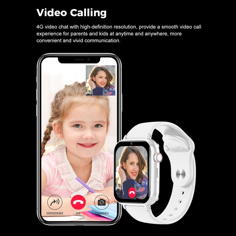 Kids Smart Phone Watch: White 4G Smart Watch - Accurate LBS WiFi Positioning Child Tracker Watch for Kids at School Park Home - Image 5