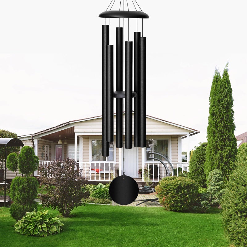 FDOCOI 45'' Wind Chimes Outdoor,Memorial Wind Chime, Large Wind Chimes for Outside Deep Tone, Sympathy Gifts. Black - Image 1