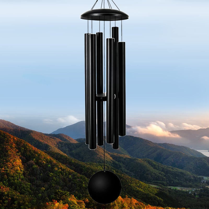FDOCOI 45'' Wind Chimes Outdoor,Memorial Wind Chime, Large Wind Chimes for Outside Deep Tone, Sympathy Gifts. Black - Image 2
