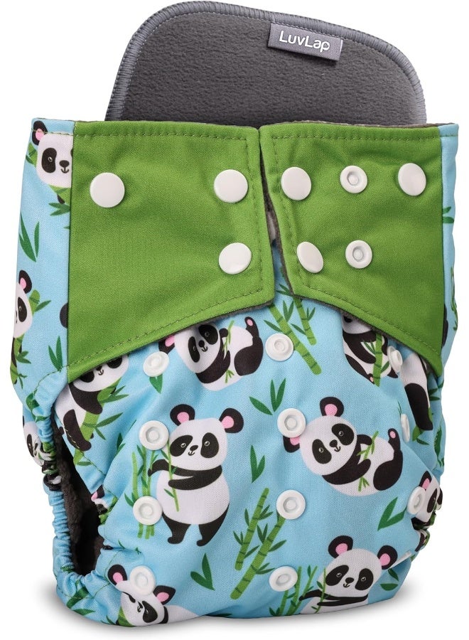 Luvlap Reusable Baby Cloth Diaper, Double Leak Guard, High Absorption, Quick Dry, Stain-Proof Comfort & Protection, 3m+, Adjustable Waist And Height With Snap Buttons, Absorbent Insert, Blue Panda - Image 1