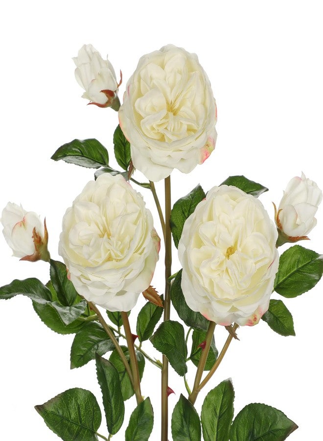 Arborus Real Touch Artificial Roses (Set of 3) - 23.6" Long Stem White Garden Roses - Lifelike Faux Silk Flowers for Wedding Bouquets, Home Décor, Centerpieces & Floral Arrangements - Image 1