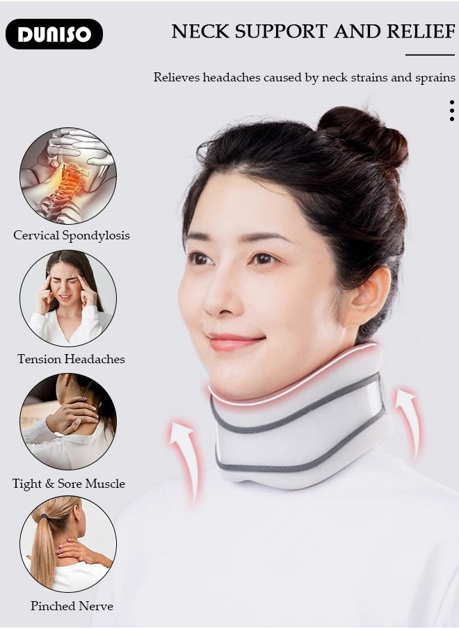 DUNISO Neck Brace for Neck Pain and Support,Adjustable Soft Foam Neck Protector, Soft Cervical Collar for Sleeping, Vertebrae Whiplash Wrap Aligns, Stabilizes & Relieves Pressure in Spine for Women & Men  - Image 2