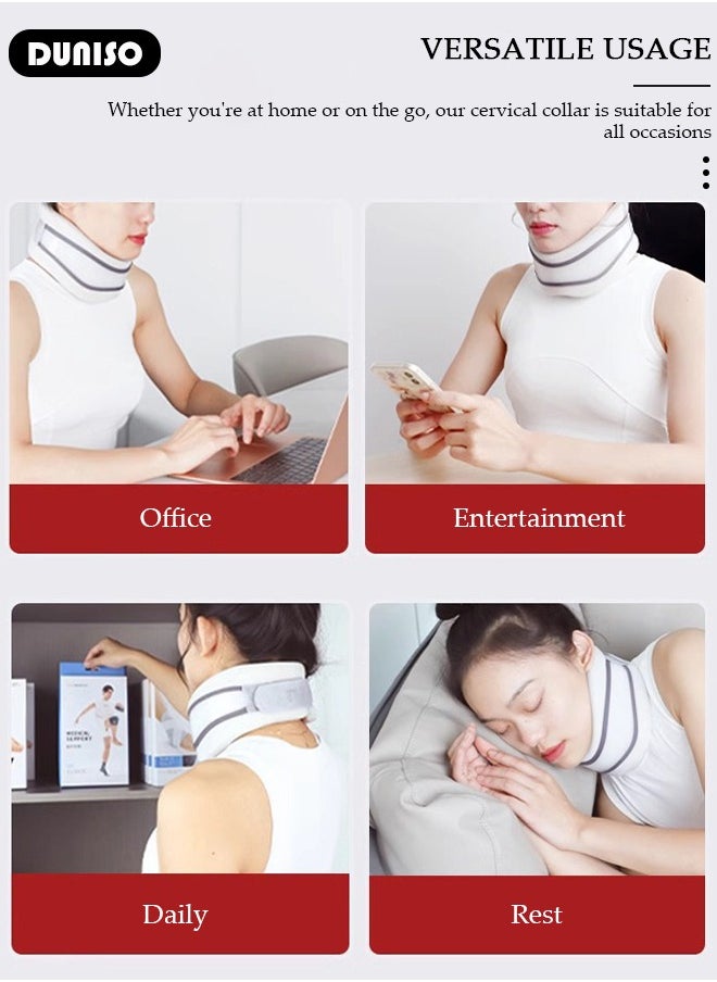 DUNISO Neck Brace for Neck Pain and Support,Adjustable Soft Foam Neck Protector, Soft Cervical Collar for Sleeping, Vertebrae Whiplash Wrap Aligns, Stabilizes & Relieves Pressure in Spine for Women & Men  - Image 3