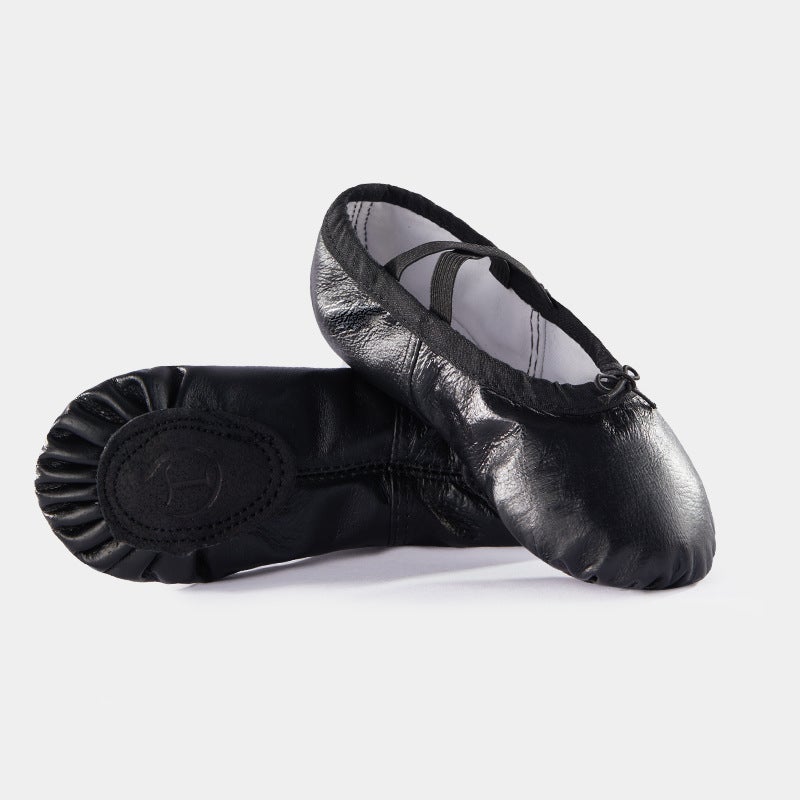 Generic Childrens Pigskin Dance Shoes for Ballet Yoga Black 