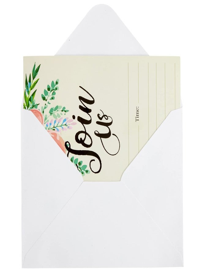 Juvale Floral Vintage Fill-In Invitations - 5 x 7 in, Pack of 50 Rustic Floral Design & Envelopes - Invitations Postcard Style Fillable Invites for Bridal & Baby Showers - Weddings & Birthdays - Image 3