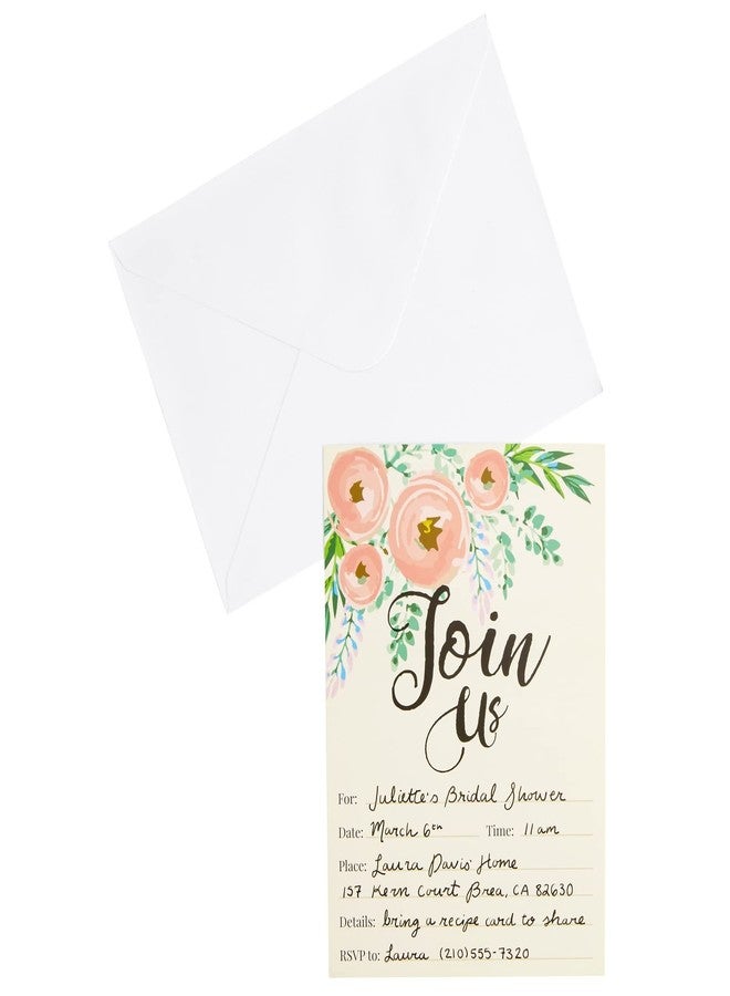 Juvale Floral Vintage Fill-In Invitations - 5 x 7 in, Pack of 50 Rustic Floral Design & Envelopes - Invitations Postcard Style Fillable Invites for Bridal & Baby Showers - Weddings & Birthdays - Image 4