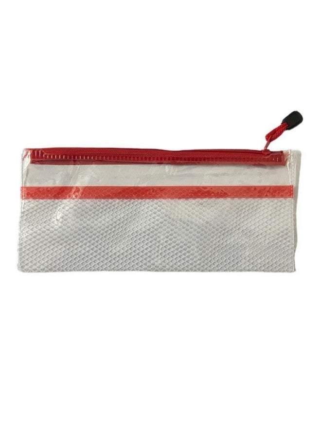 CIRO Large Capacity Transparent Pencil Bag Pouch with Zipper, Portable Makeup Pouch, Case Cute Stationery Bag for Students Girls Adults Office (Red) - Image 1