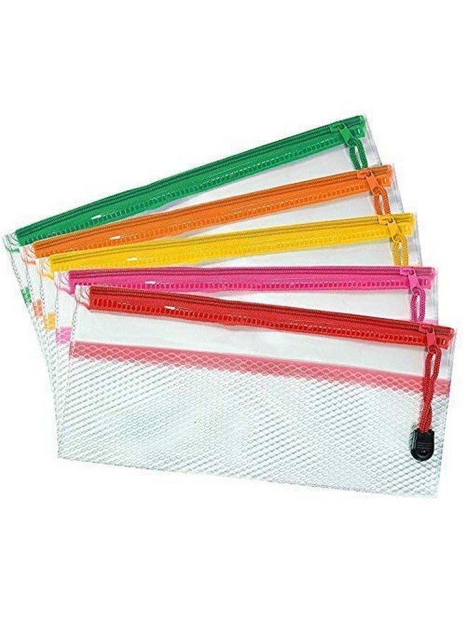 CIRO Large Capacity Transparent Pencil Bag Pouch with Zipper, Portable Makeup Pouch, Case Cute Stationery Bag for Students Girls Adults Office (Red) - Image 4
