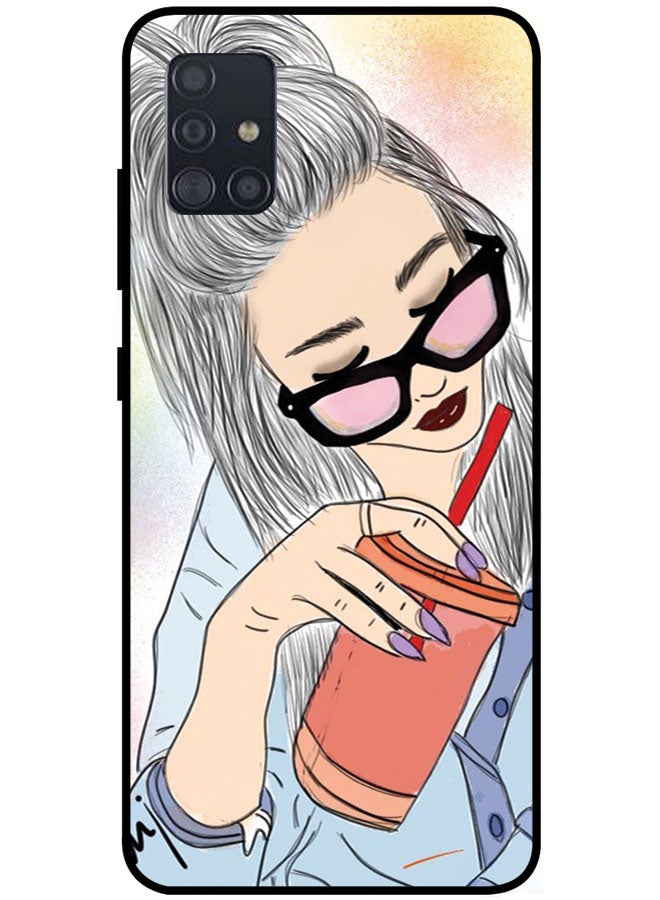 EYE CATCH Protective Case Cover For Samsung Galaxy A51 5G Smart Series Printed Protective Case Cover for Samsung A51 5G Girl Drinking Juice - Image 1
