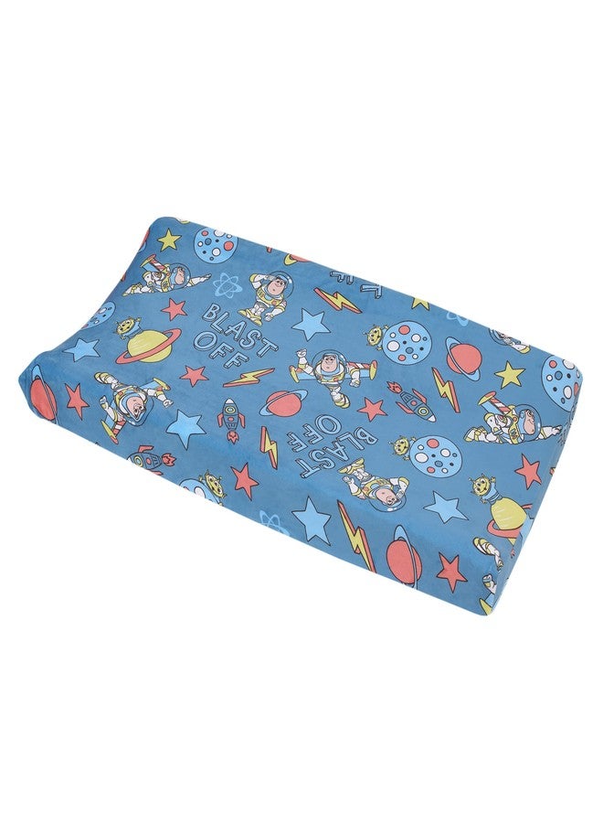 NoJo Disney Toy Story Buzz Lightyear Blue and Orange Blast-Off Contoured Changing Pad Cover - Image 1