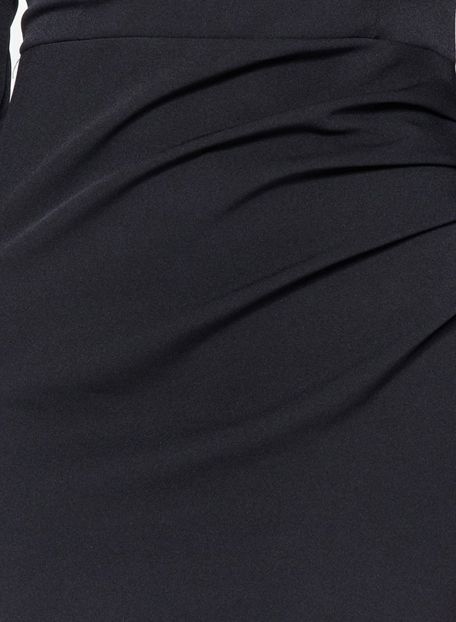trendyol Black Fitted Draped Woven Short Elegant Evening Dress TPRAW24EL00083  - Image 5