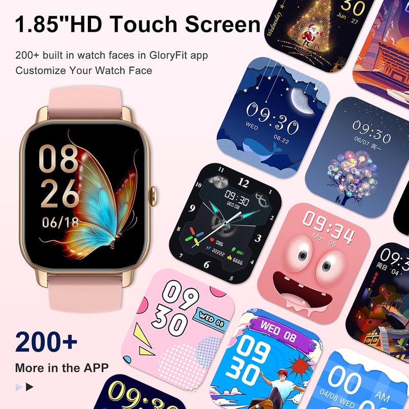 MAKINGTEC Smart Watch (Answer/Make Calls), 1.85" Smart Watches for Men Women 110+ Sport Modes Fitness Tracker with Sleep Heart Rate Monitor, Pedometer, IP68 Waterproof Fitness Watch for iOS Android Gold Pink - Image 2
