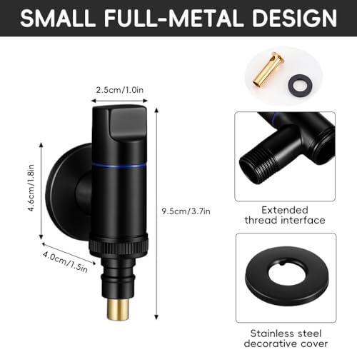 HASTHIP® Washing Machine Taps for Home, System Space Saving Small Full Metal Faucet for Laundry Universal 1/2'' Washing Machine Tap, Black - Image 3
