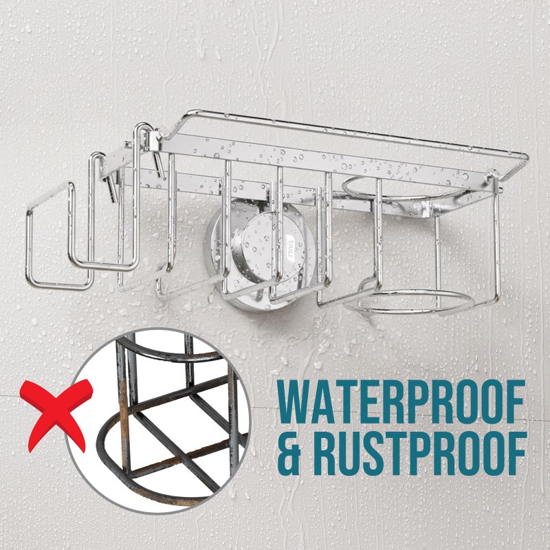 TAILI Sponge Holder with Strong Suction Cup, 4-in-1 Rustproof Sink Organizer - Sink Caddy Holds Sponges, Brushes, Stoppers & Scrapers -Silver - Image 3