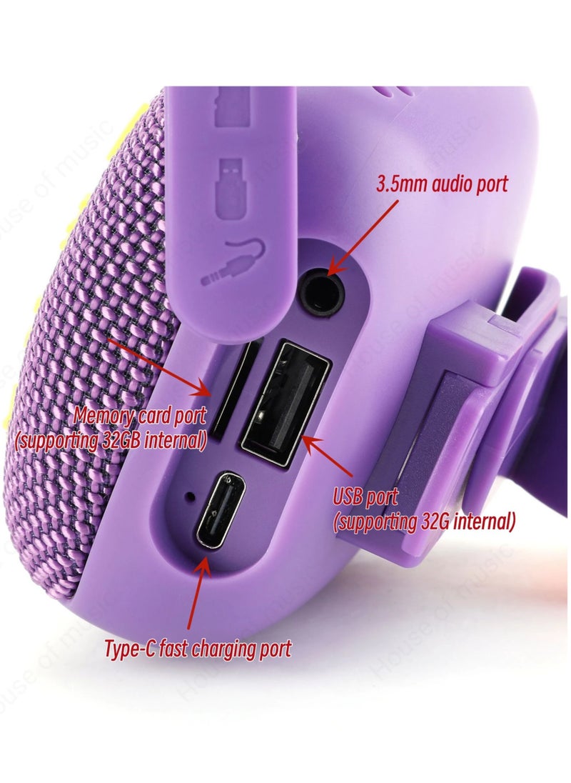 Generic - Outdoor Bicycle Speaker, TWS Wireless Portable Bluetooth Speaker, Convenient Waterproof Rechargeable Speaker, Mini Bass FM Radio Soundbar Boombox For Bicycle Motorbike, (1pc, Purple) - Image 1