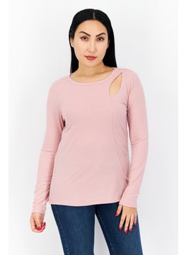 Cooper & Ella Women Crew Neck Long Sleeve Textured Top, Pink  - Image 1