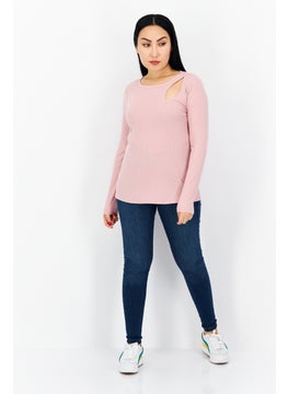 Cooper & Ella Women Crew Neck Long Sleeve Textured Top, Pink  - Image 4