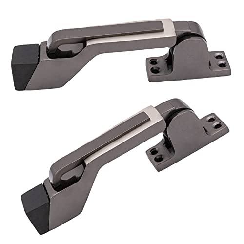 Atom Door Stopper | Kickdown Door Stop with One Touch | Adjustable Height & Rubber Tip 1.5 Inches, Door Stops (Black Silver Finish, DS002), Pack of 5 - Image 2