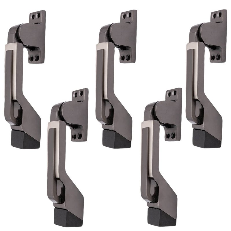 Atom Door Stopper | Kickdown Door Stop with One Touch | Adjustable Height & Rubber Tip 1.5 Inches, Door Stops (Black Silver Finish, DS002), Pack of 5 - Image 3