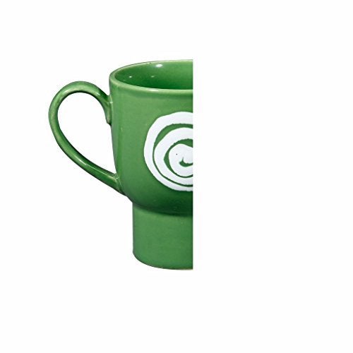 Caffeine Ceramic Handmade Green Doodle Tea Cups (4 pcs) - Image 2
