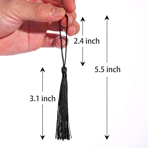 Lganze 100 Pcs Bookmark Tassels for Crafts Keychain Graduation - Book Marks with Mini Tassels for Jewelry Making and Graduation Celebrations (Black) - Image 3