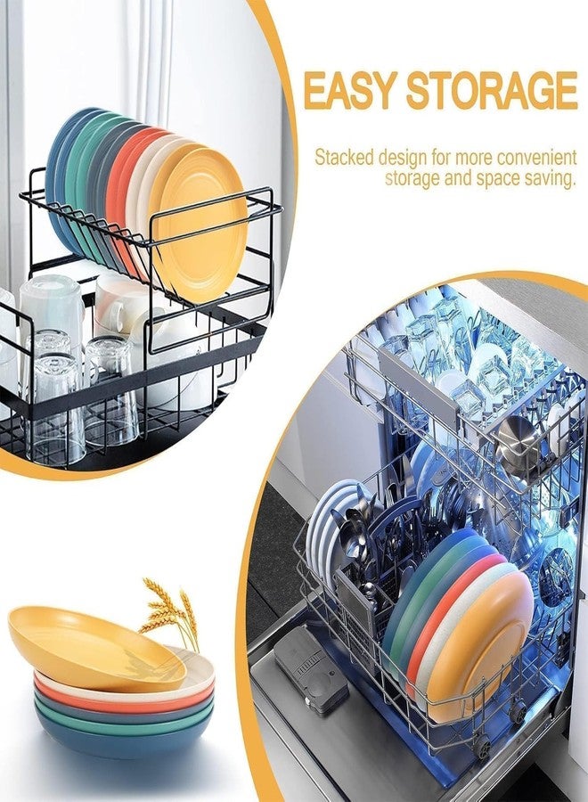 BGVM Wheat Straw Plastic Dinner Plates Set - 9 Inch Reusable Plates, Lightweight & Unbreakable, Dishwasher & Microwave Safe (Max 120°C), Food Grade PP, BPA-Free (4, Yellow) - Image 3