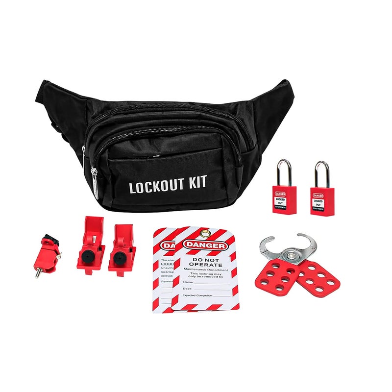 Wisamic Lockout Tagout Kit Electrical Loto - Lock Out Picking Training Kits for OSHA Compliance, Big Easy Lock Out Tag Out Set with Lockout Tags, Breaker Lockouts, Safety Padlocks, Lockout Hasp, Pocket Bag - Image 1