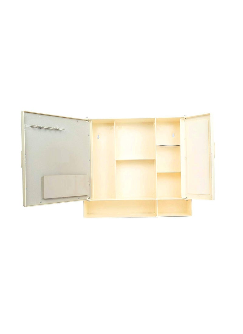 Epraiser Epraiser ABS Unbreakable ZBF 109 Bathroom Double Mirror and Door Cabinet with Storage ChestShelves and Extra Plastic Wall Shelf 17X4X16 Ivory  - Image 2