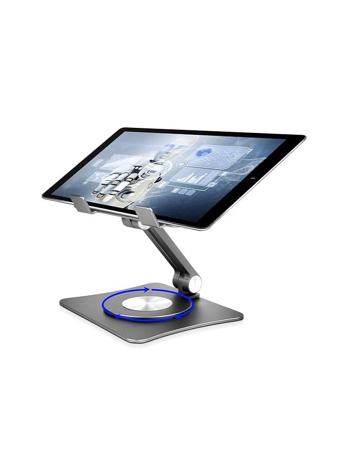 iPad Stand for Desk - Aluminum Rotating Tablet Stand, Adjustable Foldable iPad Holder Riser, Compatible with 10-13 inches iPad Pro, Gray - Image 1